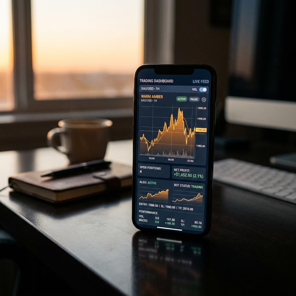 Painel móvel da plataforma de negociação cripto com IA Ampla Zafirura